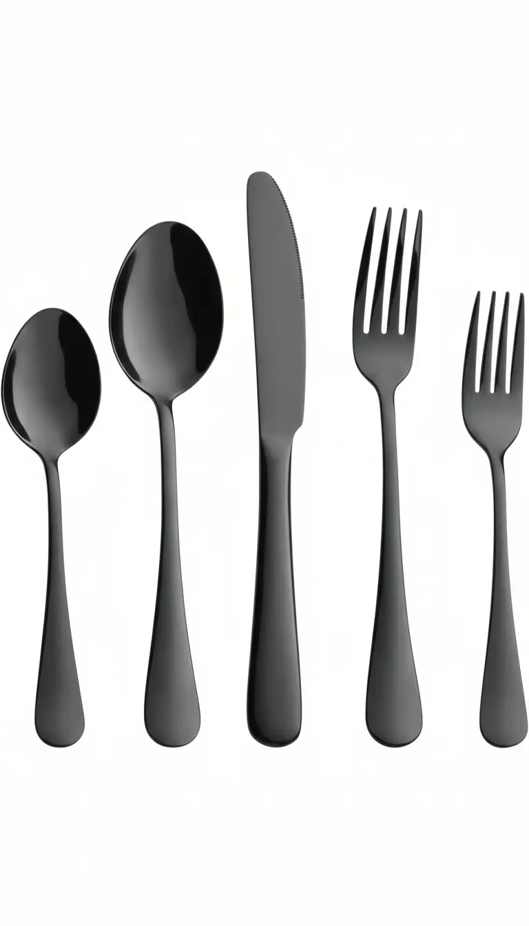 Black flatware rentals for modern weddings and corporate events in Northwest Indiana