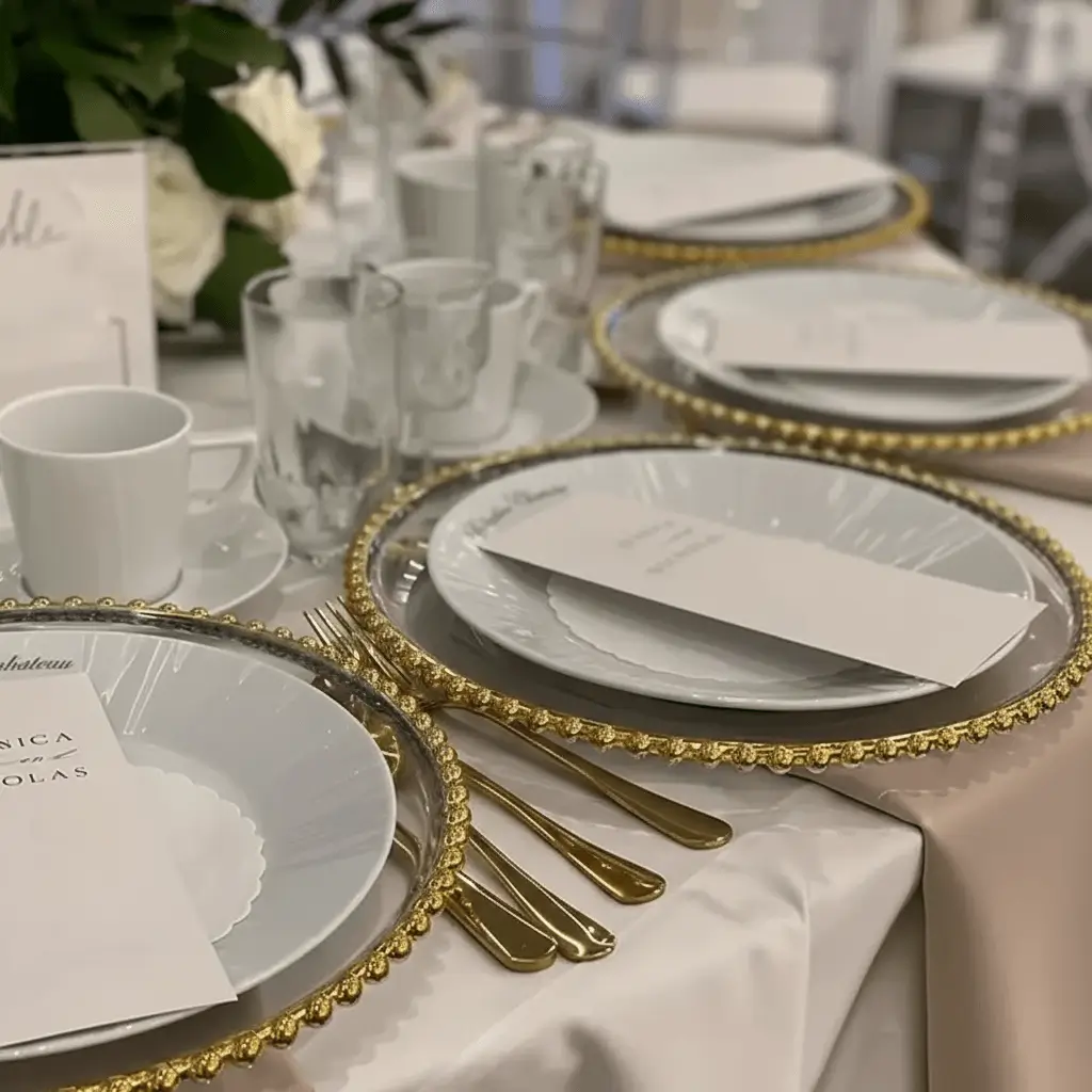 Charger plate rental collection for weddings and events Chicago Chicagoland IL