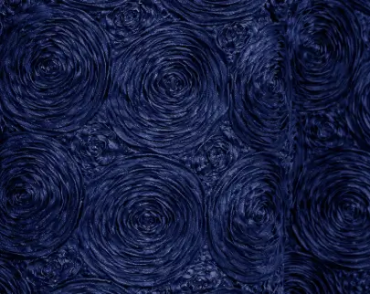 Navy blue satin rosette linen rental for formal events in Chicagoland