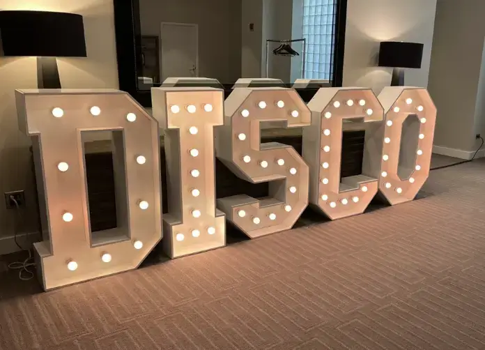 DISCO marquee letter rental for parties and events Chicagoland and Northwest Indiana