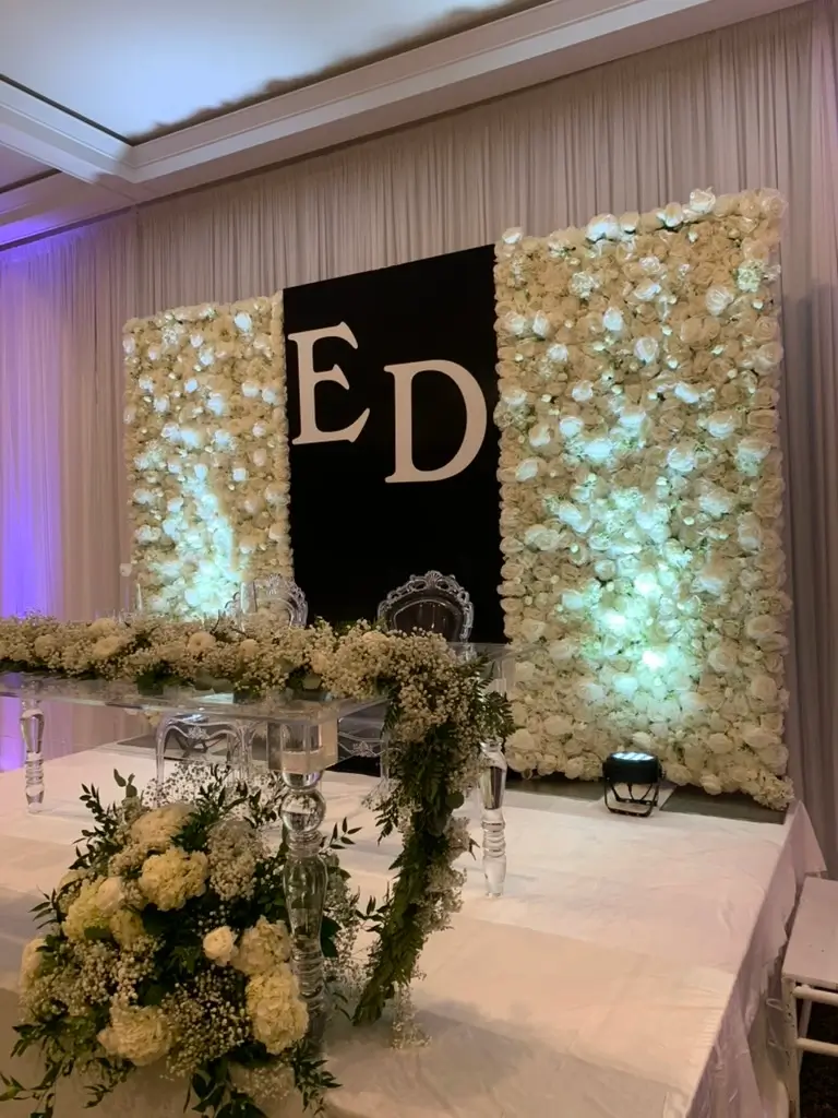 Floral wall and greenery backdrop rental Chicago Chicagoland IL
