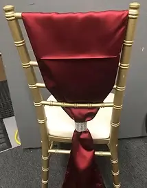 Satin flip over back mesh chair sash rental for galas in Chicagoland