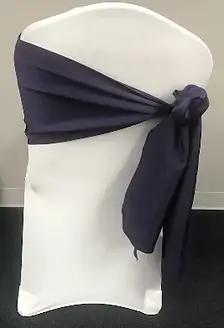 Satin rose on side chair sash rental for formal events in Chicagoland